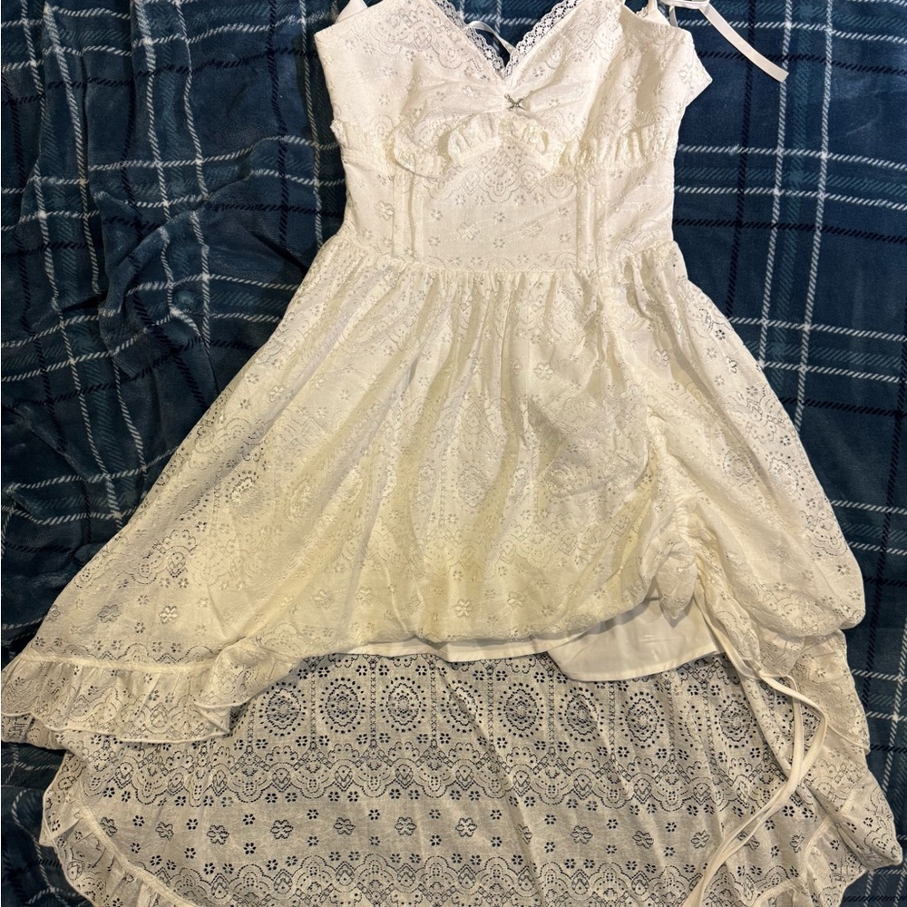 White Lace High-Low Dress